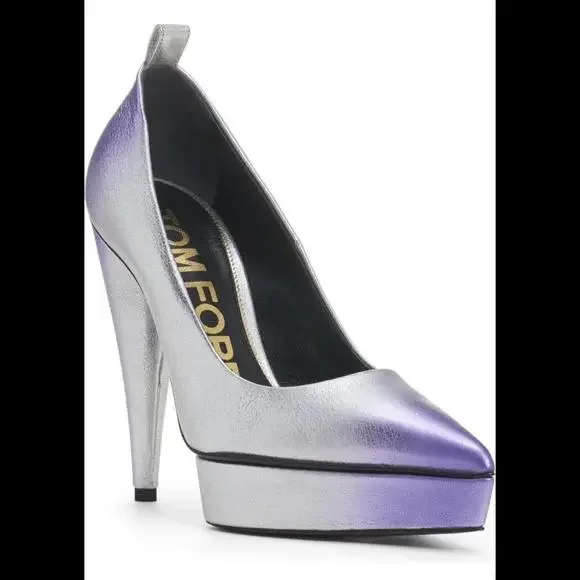 Tom Ford Shoes Tom Ford Ombr Cone Heal Platform Pump Silver